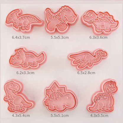 Set 8 Pcs Cookies Cutter Stamp Cetakan Kue Kering Press Tema Binatang Dinosaur