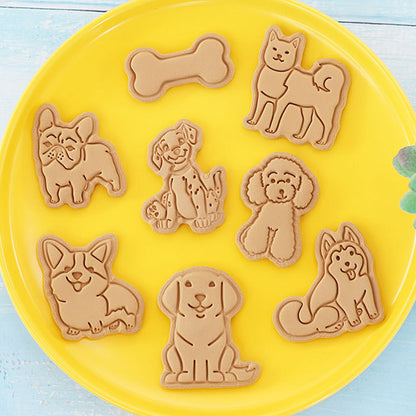 Set 8 Pcs Cookies Cutter Stamp Cetakan Kue Kering Press Tema Binatang Anjing Doggie Doggy