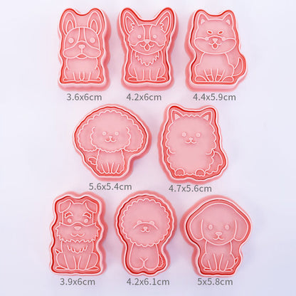 Set 8 Pcs Cookies Cutter Stamp Cetakan Kue Kering Press Tema Binatang Anjing Doggie Doggy