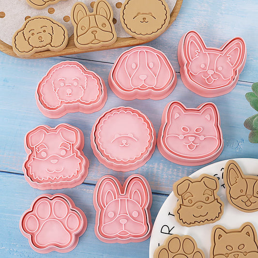 Set 8 Pcs Cookies Cutter Stamp Cetakan Kue Kering Press Tema Binatang Anjing Doggie Doggy