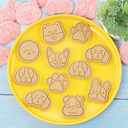 Set 8 Pcs Cookies Cutter Stamp Cetakan Kue Kering Press Tema Binatang Anjing Doggie Doggy