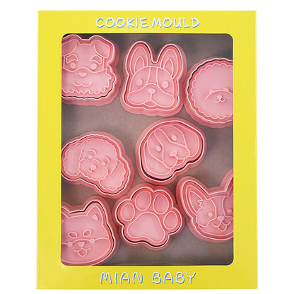 Set 8 Pcs Cookies Cutter Stamp Cetakan Kue Kering Press Tema Binatang Anjing Doggie Doggy