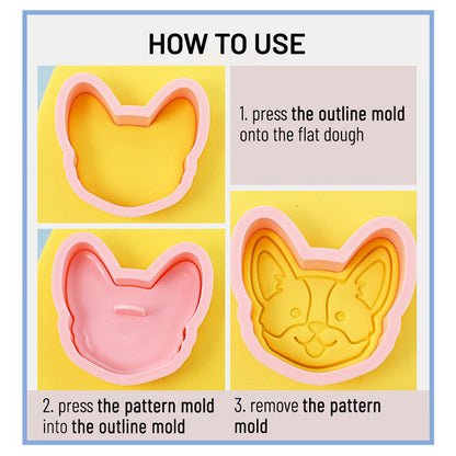 Set 8 Pcs Cookies Cutter Stamp Cetakan Kue Kering Press Tema Binatang Anjing Doggie Doggy