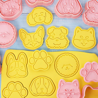 Set 8 Pcs Cookies Cutter Stamp Cetakan Kue Kering Press Tema Binatang Anjing Doggie Doggy