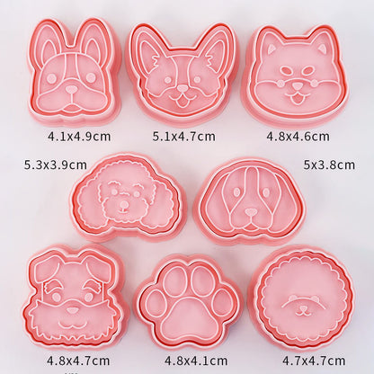 Set 8 Pcs Cookies Cutter Stamp Cetakan Kue Kering Press Tema Binatang Anjing Doggie Doggy
