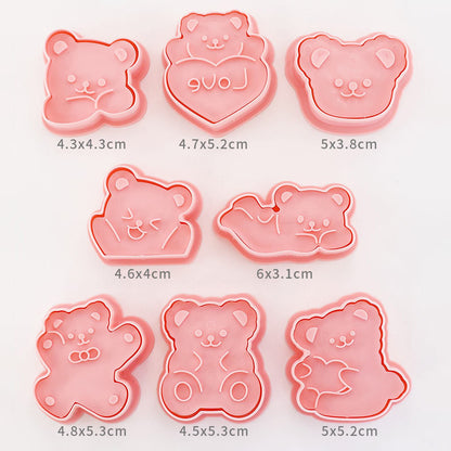 Set 8 Pcs Cookies Cutter Stamp Cetakan Kue Kering Press Tema Binatang Beruang Bear