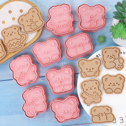 Set 8 Pcs Cookies Cutter Stamp Cetakan Kue Kering Press Tema Binatang Beruang Bear