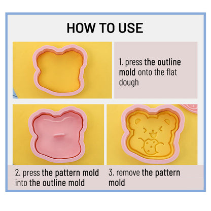 Set 8 Pcs Cookies Cutter Stamp Cetakan Kue Kering Press Tema Binatang Beruang Bear