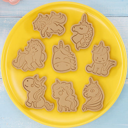 Set 8 Pcs Cookies Cutter Stamp Cetakan Kue Kering Press Tema Binatang Unicorn