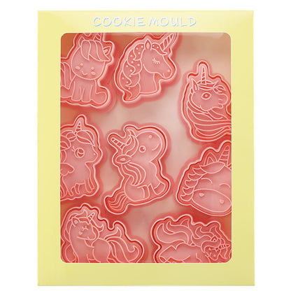 Set 8 Pcs Cookies Cutter Stamp Cetakan Kue Kering Press Tema Binatang Unicorn