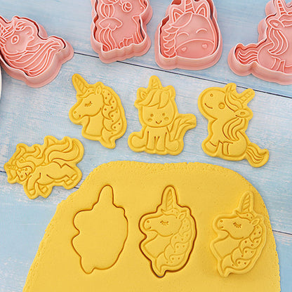 Set 8 Pcs Cookies Cutter Stamp Cetakan Kue Kering Press Tema Binatang Unicorn
