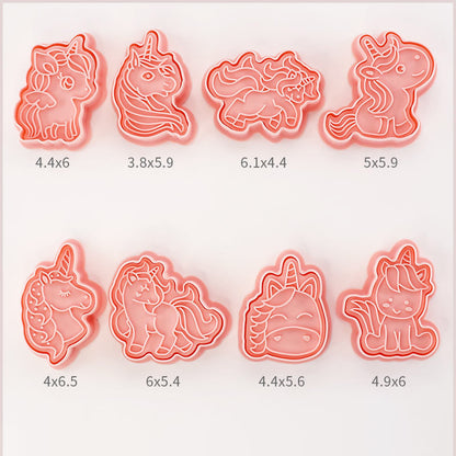 Set 8 Pcs Cookies Cutter Stamp Cetakan Kue Kering Press Tema Binatang Unicorn