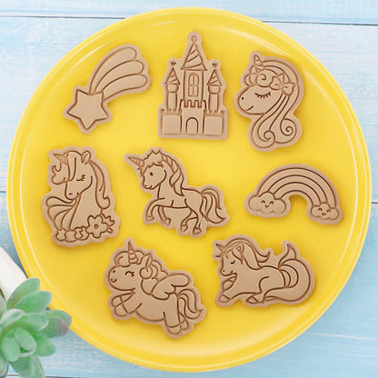 Set 8 Pcs Cookies Cutter Stamp Cetakan Kue Kering Press Tema Binatang Unicorn