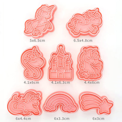 Set 8 Pcs Cookies Cutter Stamp Cetakan Kue Kering Press Tema Binatang Unicorn