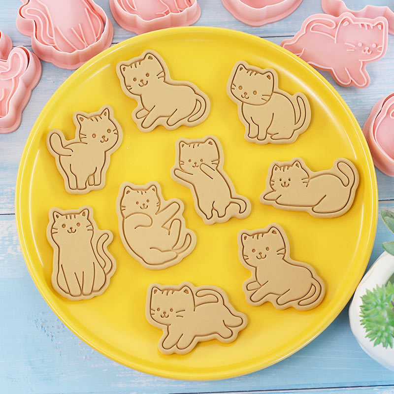 Set 8 Pcs Cookies Cutter Stamp Cetakan Kue Kering Press Tema Binatang Kucing Cat