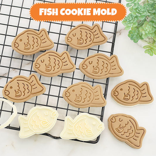 Set 3 Pcs Cookies Cutter Stamp Cetakan Kue Kering Press Tema Ikan Taiyaki Bungeoppang