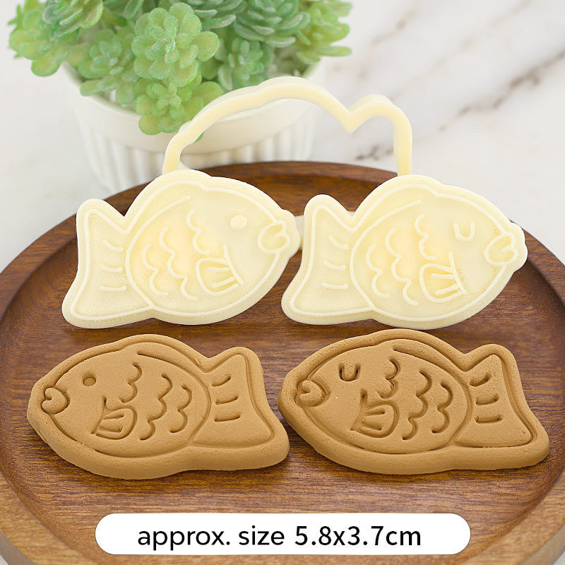 Set 3 Pcs Cookies Cutter Stamp Cetakan Kue Kering Press Tema Ikan Taiyaki Bungeoppang