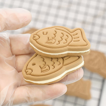 Set 3 Pcs Cookies Cutter Stamp Cetakan Kue Kering Press Tema Ikan Taiyaki Bungeoppang