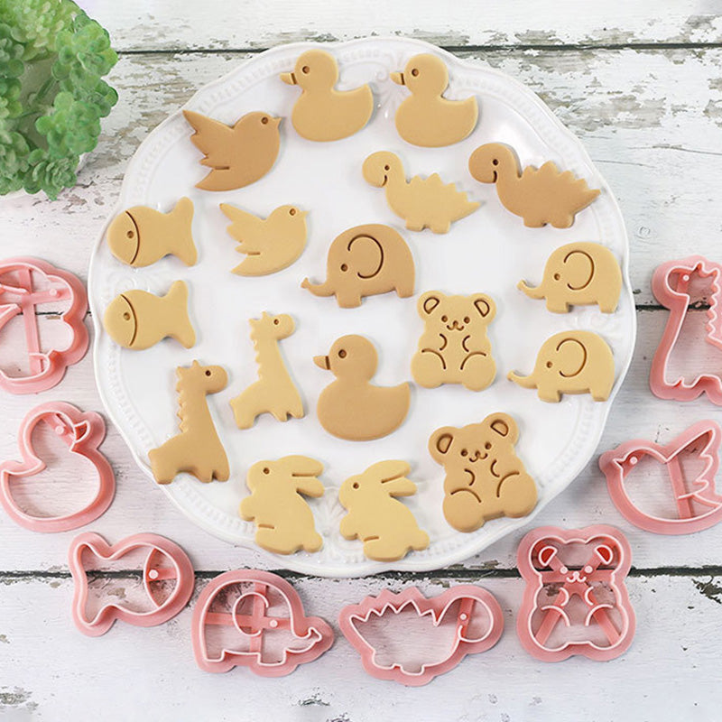 Set 8 Pcs Cookies Cutter Stamp Cetakan Kue Kering Press Tema Binatang Animal