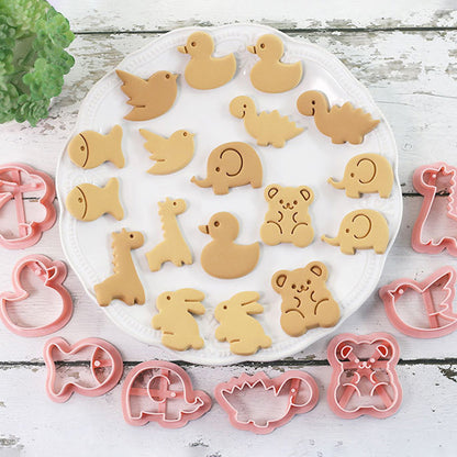 Set 8 Pcs Cookies Cutter Stamp Cetakan Kue Kering Press Tema Binatang Animal