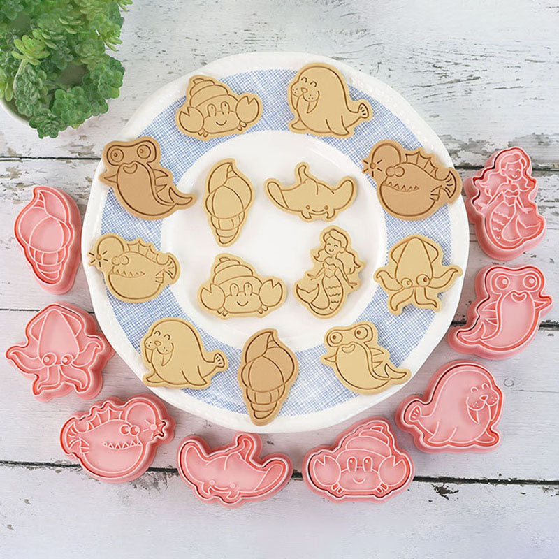 Set 8 Pcs Cookies Cutter Stamp Cetakan Kue Kering Press Tema Binatang Animal