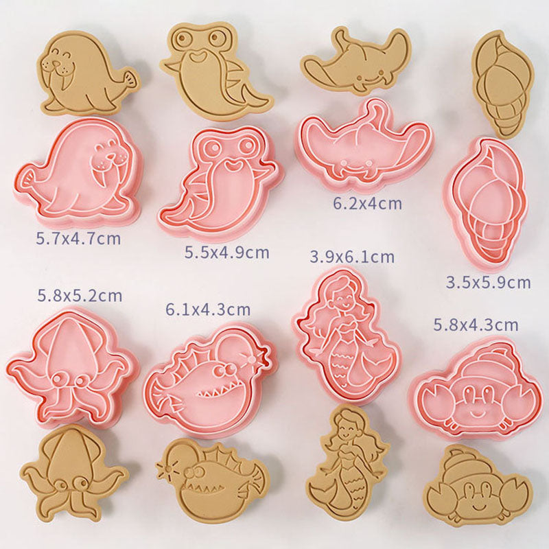 Set 8 Pcs Cookies Cutter Stamp Cetakan Kue Kering Press Tema Binatang Animal
