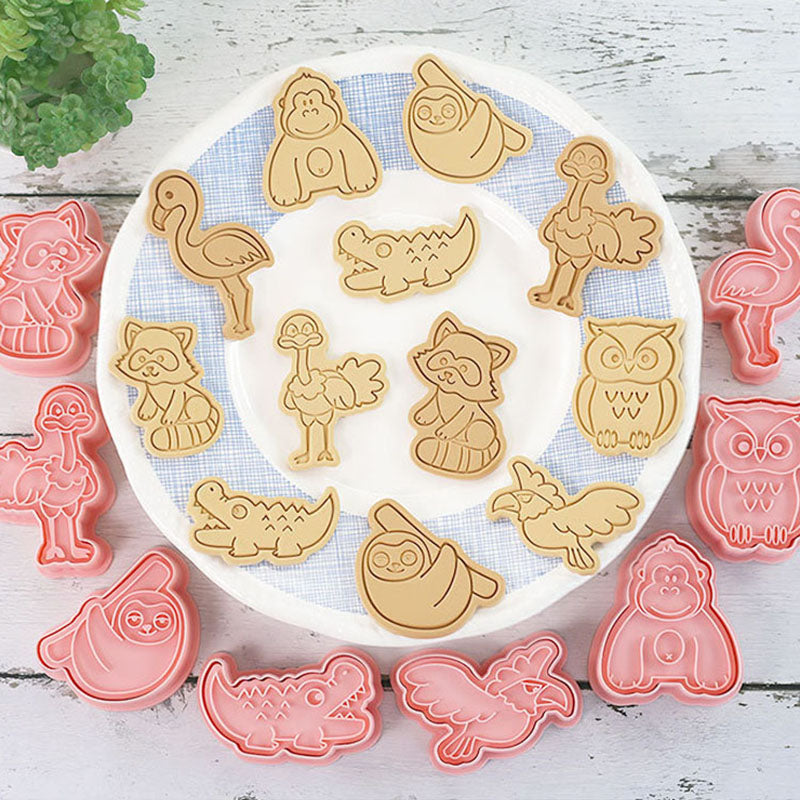 Set 8 Pcs Cookies Cutter Stamp Cetakan Kue Kering Press Tema Binatang Animal