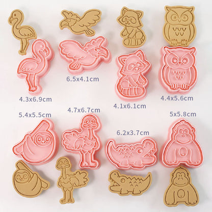 Set 8 Pcs Cookies Cutter Stamp Cetakan Kue Kering Press Tema Binatang Animal