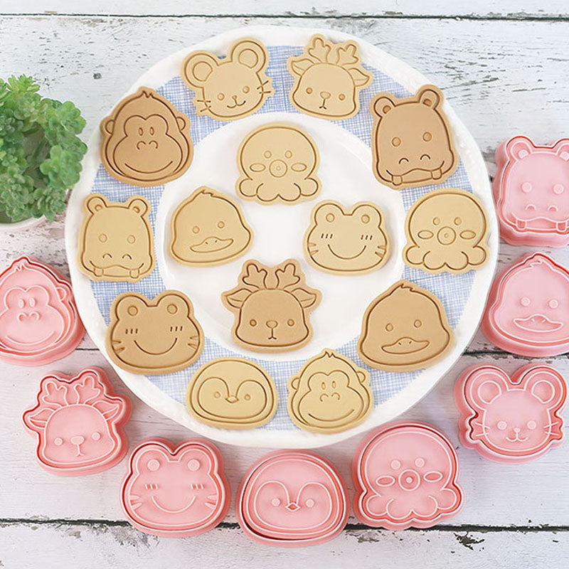Set 8 Pcs Cookies Cutter Stamp Cetakan Kue Kering Press Tema Binatang Animal
