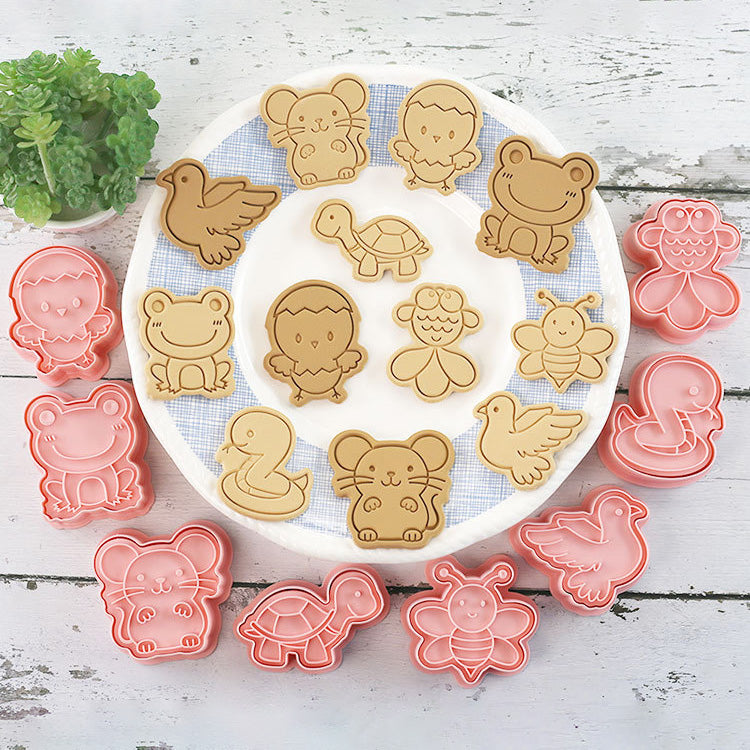Set 8 Pcs Cookies Cutter Stamp Cetakan Kue Kering Press Tema Binatang Animal