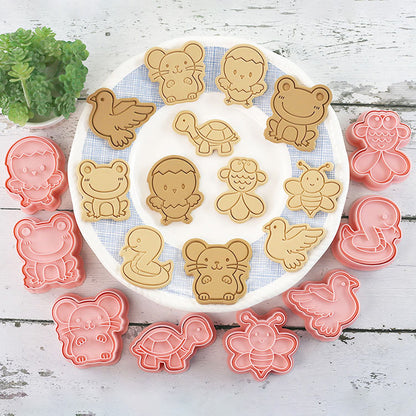 Set 8 Pcs Cookies Cutter Stamp Cetakan Kue Kering Press Tema Binatang Animal