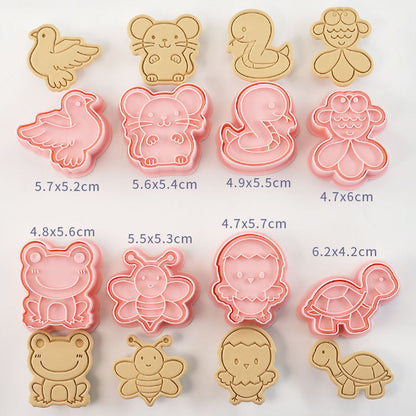 Set 8 Pcs Cookies Cutter Stamp Cetakan Kue Kering Press Tema Binatang Animal