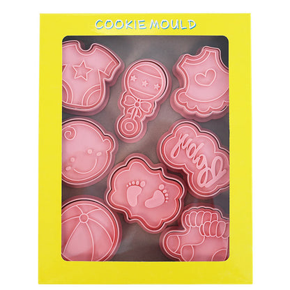 Set 8 Pcs Cookies Cutter Stamp Cetakan Kue Kering Press Tema Baby Shower