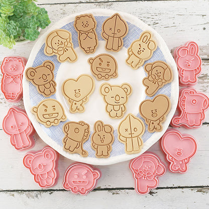 Set 8 Pcs Cookies Cutter Stamp Cetakan Kue Kering Press Tema BT21