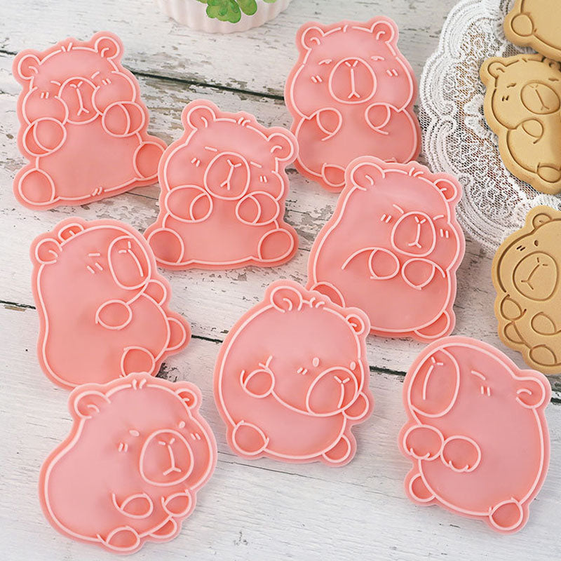 Set 8 Pcs Cookies Cutter Stamp Cetakan Kue Kering Press Tema Binatang Capybara Lucu