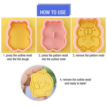 Set 8 Pcs Cookies Cutter Stamp Cetakan Kue Kering Press Tema Binatang Capybara Lucu