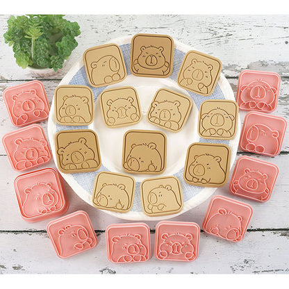 Set 8 Pcs Cookies Cutter Stamp Cetakan Kue Kering Press Tema Binatang Capybara Lucu