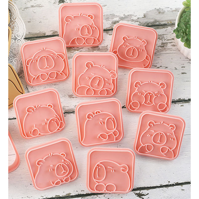 Set 8 Pcs Cookies Cutter Stamp Cetakan Kue Kering Press Tema Binatang Capybara Lucu