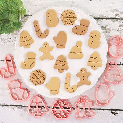 Set 8 Pcs Cookies Cutter Stamp Cetakan Kue Kering Press Tema Natal Christmas