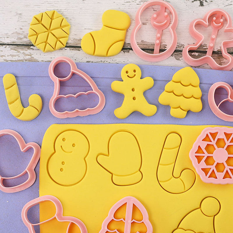 Set 8 Pcs Cookies Cutter Stamp Cetakan Kue Kering Press Tema Natal Christmas