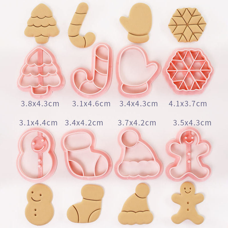 Set 8 Pcs Cookies Cutter Stamp Cetakan Kue Kering Press Tema Natal Christmas