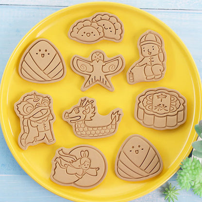 Set 8 Pcs Cookies Cutter Stamp Cetakan Kue Kering Press Tema Imlek Chinese New Year