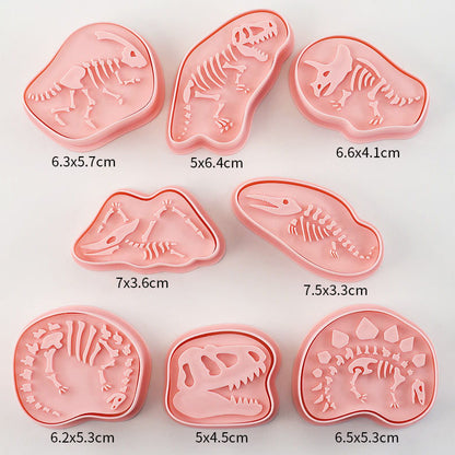 Set 8 Pcs Cookies Cutter Stamp Cetakan Kue Kering Press Tema Binatang Dinosaur