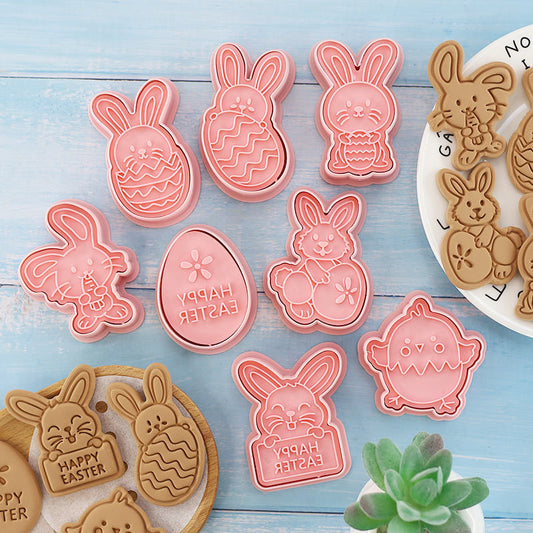 Set 8 Pcs Cookies Cutter Stamp Cetakan Kue Kering Press Tema Paskah Easter