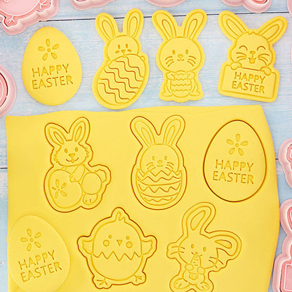 Set 8 Pcs Cookies Cutter Stamp Cetakan Kue Kering Press Tema Paskah Easter