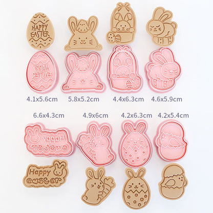 Set 8 Pcs Cookies Cutter Stamp Cetakan Kue Kering Press Tema Paskah Easter