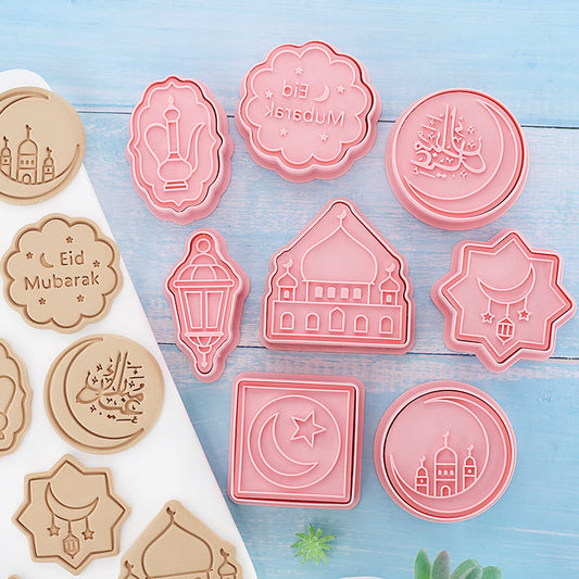 Set 8 Pcs Cookies Cutter Stamp Cetakan Kue Kering Press Tema Idul Fitri