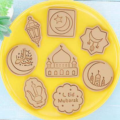Set 8 Pcs Cookies Cutter Stamp Cetakan Kue Kering Press Tema Idul Fitri