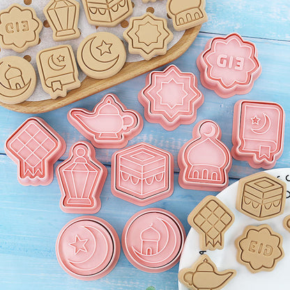 Set 8 Pcs Cookies Cutter Stamp Cetakan Kue Kering Press Tema Idul Fitri