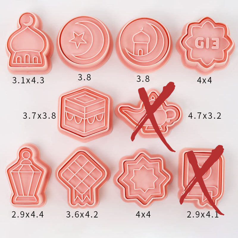Set 8 Pcs Cookies Cutter Stamp Cetakan Kue Kering Press Tema Idul Fitri